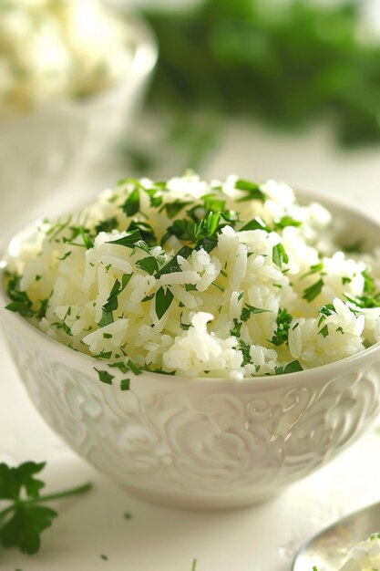 boiled white rice with herbs Generative AI