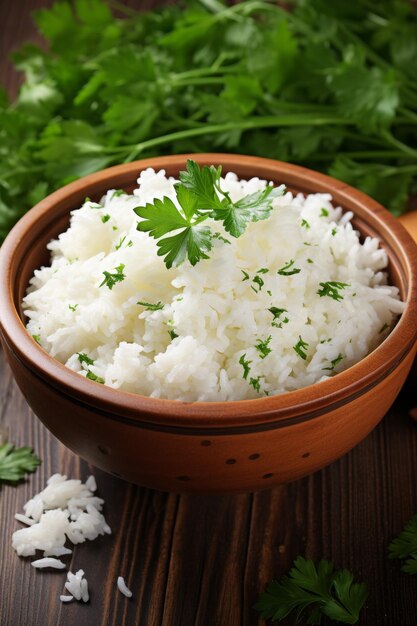 boiled white rice with herbs Generative AI