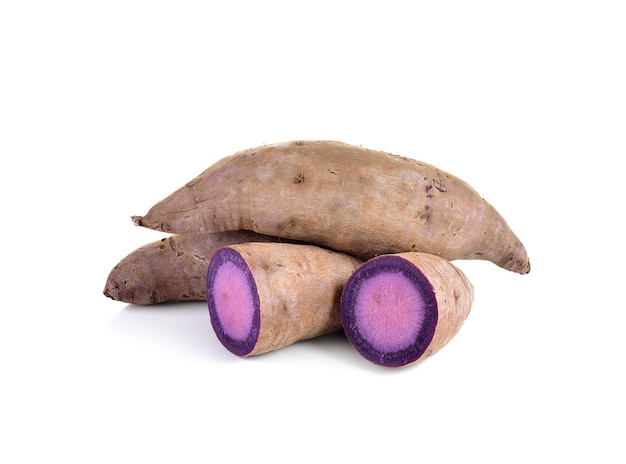 Boiled yam on white