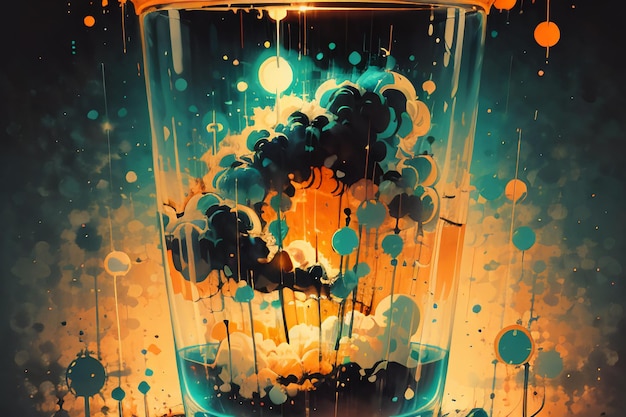 Photo boiling bubble cloud in glass bottle abstract picture wallpaper background illustration