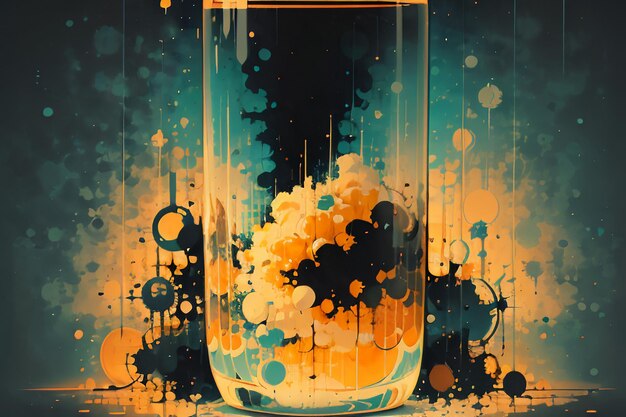 Boiling bubble cloud in glass bottle abstract picture wallpaper background illustration