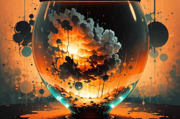Кипящее пузырьковое облако в стеклянной бутылке абстрактная картина обои иллюстрация фона