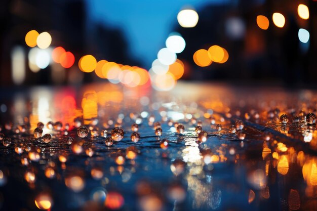 Foto bokeh di astratto fondo di luci notturne urbane sfocato sfondo generativo ia