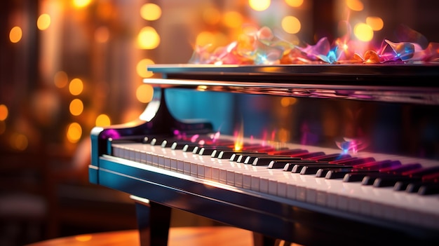 Bokeh background enhances piano keys Generative Ai