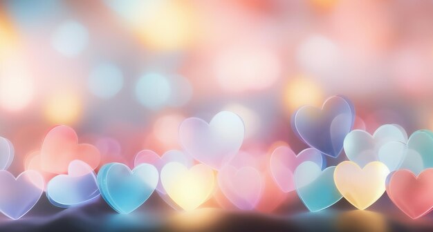 Photo bokeh background with hearts for valentine day