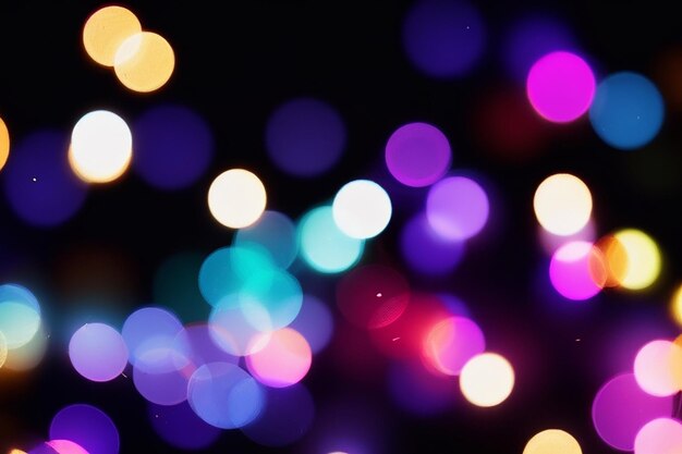 Photo bokeh on black background for use in photo editor beautiful bright curly bokeh magic background