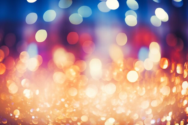 Photo bokeh of bright magic festive lights background