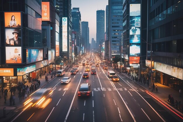 Bokeh of busy city street