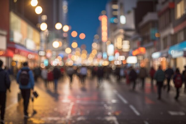 にぎやかな街路のボケ味