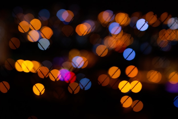 Bokeh city lights in black background