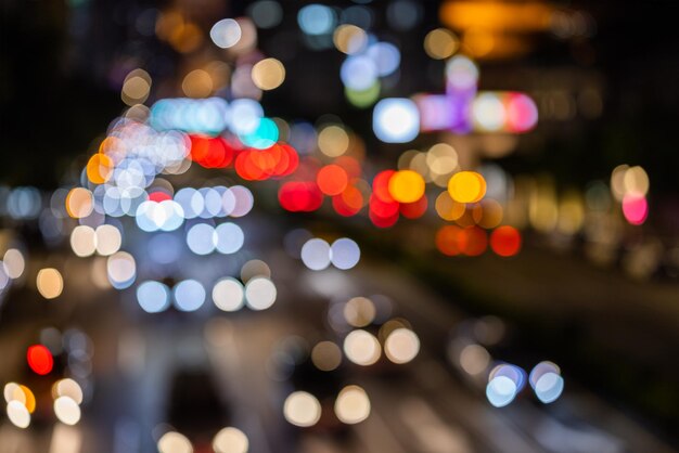 Bokeh of city street at night