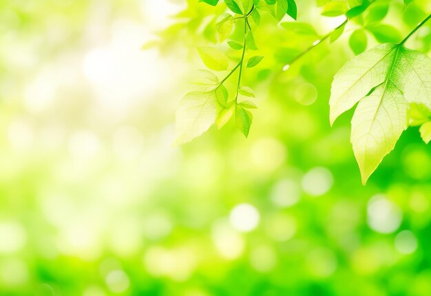 Bokeh on green leaves nature background