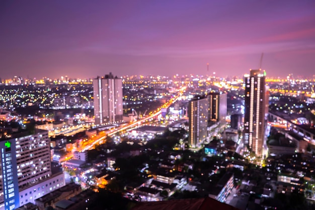 Bokeh light and blur office view of city background\
bangkok