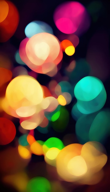 Bokeh light neon background color glowing circles