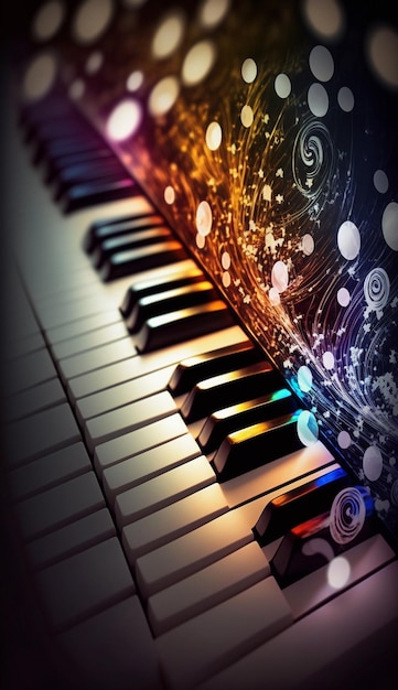 Bokeh Lights and Blurry Colors on Closeup Piano Keys