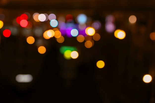 Bokeh in night light. Night city lights. Night life in the city