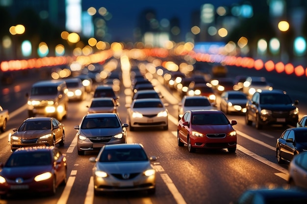 Foto bokeh dello sfondo della città del traffico