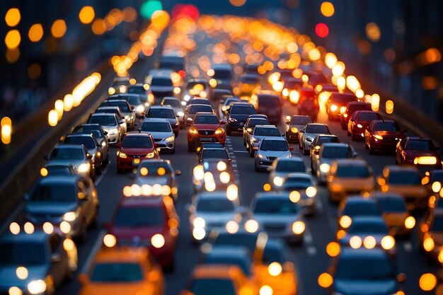 Foto bokeh dello sfondo della città del traffico