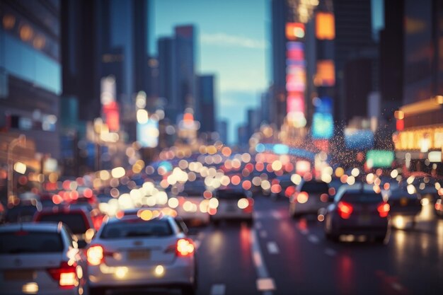 Foto bokeh dello sfondo della città del traffico