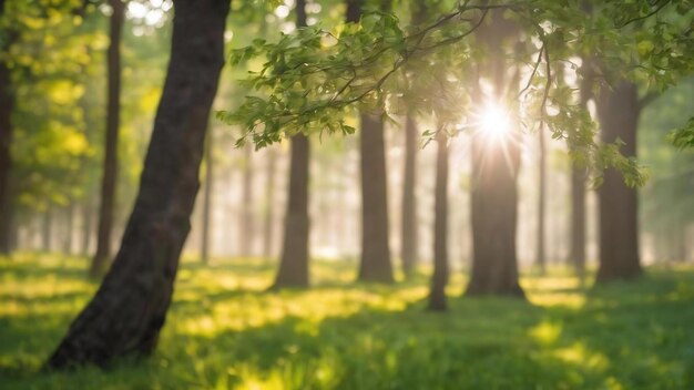 Bokeh vervaging boom natuur achtergrond met zonlicht op de zomer lente seizoen