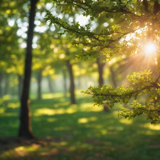 Bokeh vervaging boom natuur achtergrond met zonlicht op de zomer lente seizoen