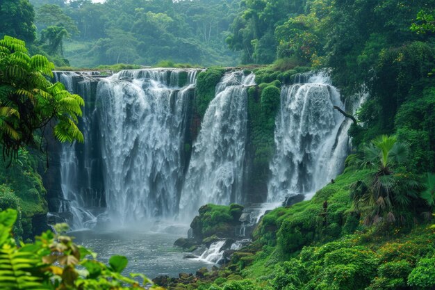 Photo bolaven plateau tad yuang falls in green jungle laos