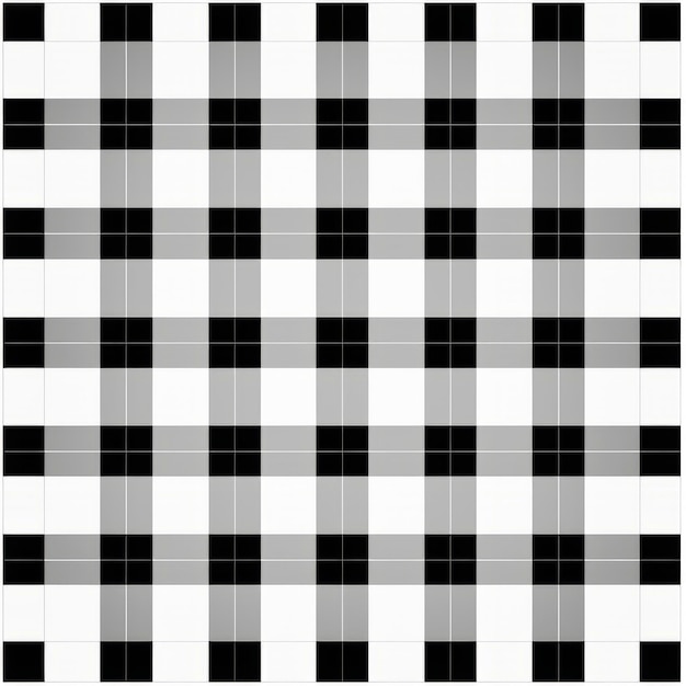 사진 대담하고 눈에 띄는 흑백 체크 천 패턴
