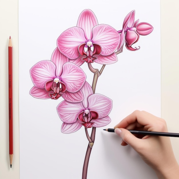 Bold And Beautiful A Vibrant Orchid Illustration With Intricate Details