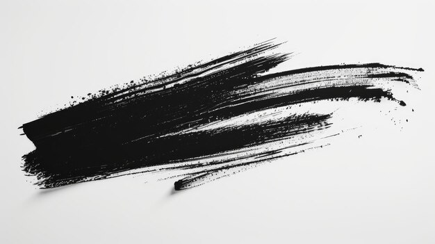 Photo bold black brushstroke isolated on white background art