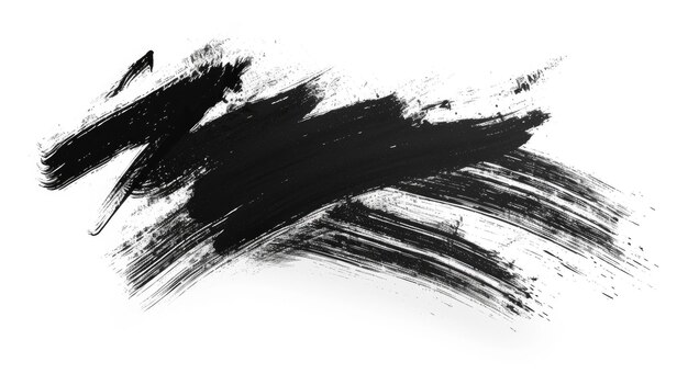 白い背景の芸術に隔離された大胆な黒いブラッシュストローク