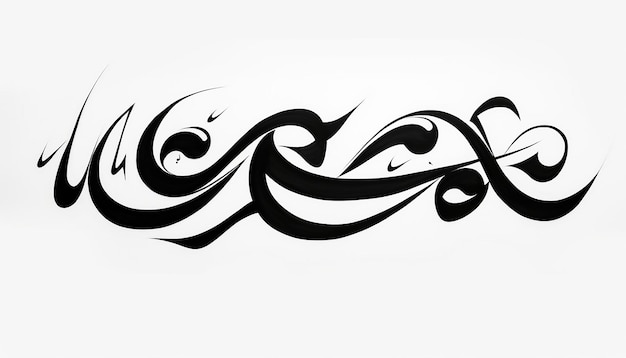 Photo bold black freehand arabic calligraphy lettering