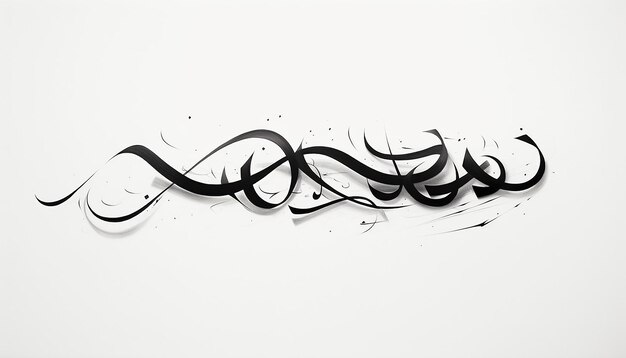 写真 大胆な黒いフリーハンドのアラビアの書道文字