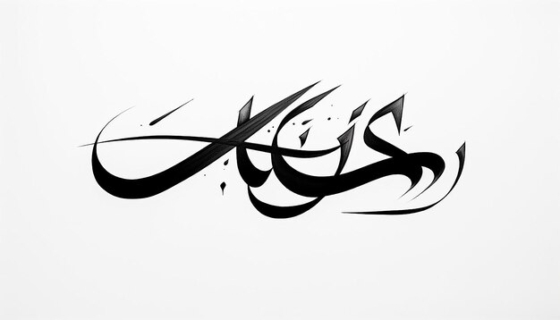 Photo bold black freehand arabic calligraphy lettering