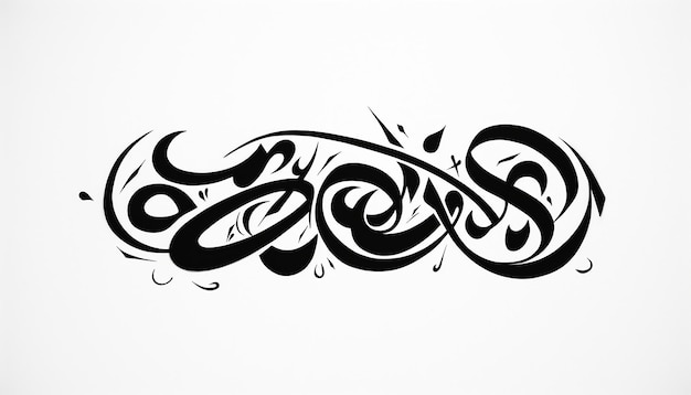 Photo bold black freehand arabic calligraphy lettering