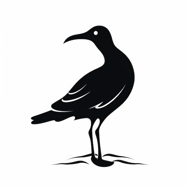 Bold Black Gull Silhouette op witte achtergrond Monochromatisch grafisch ontwerp