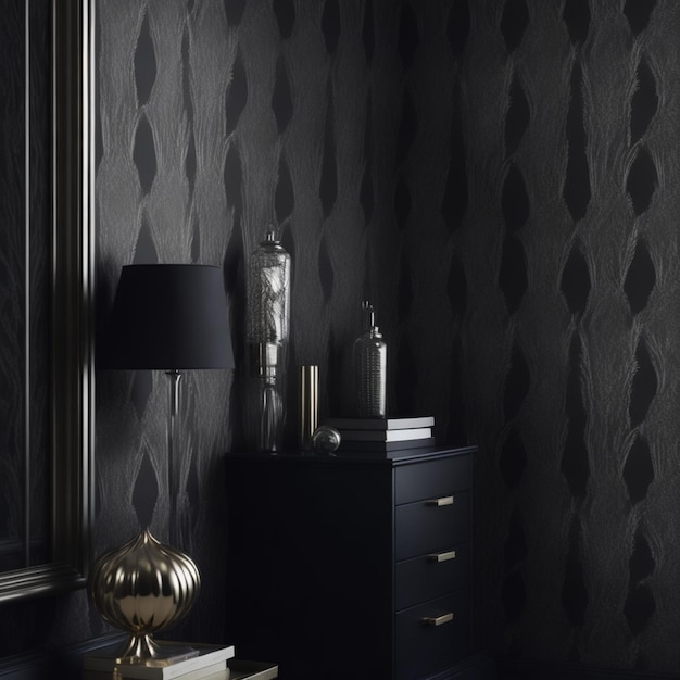 Photo a bold black wallpaper with a subtle shimmering texture