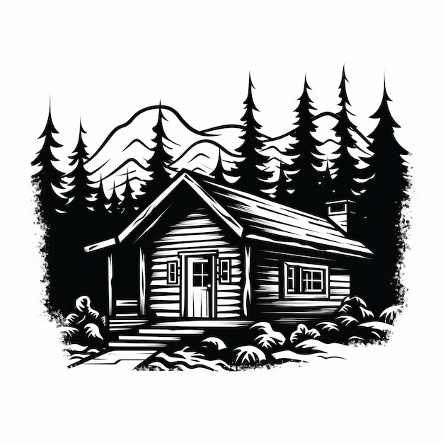 Bold Black And White Cabin Style Logo Design