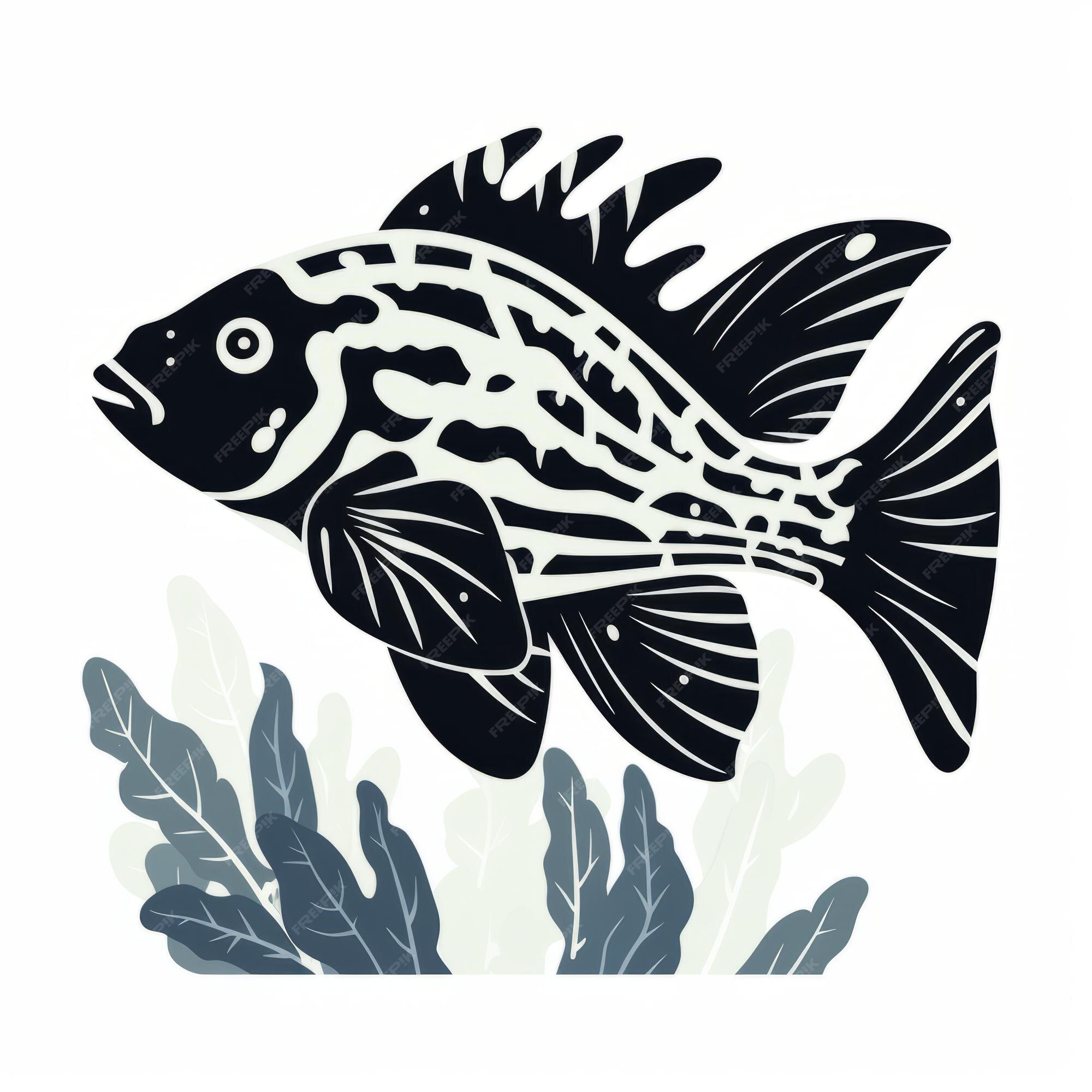 Premium AI Image | Bold Black And White Tropical Fish Illustration