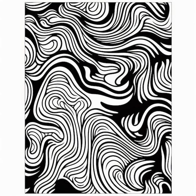 Bold Black And White Wavy Design Canvas Printing