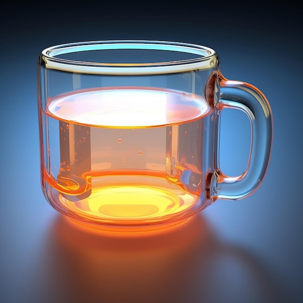 Смелая цветная полупрозрачная стеклянная чашка с чаем на темном фоне