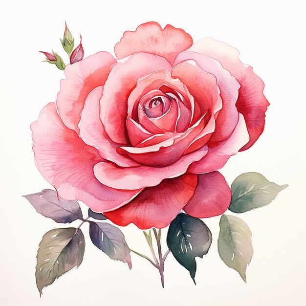 Bold and Clean Watercolor Pink and Red Flora