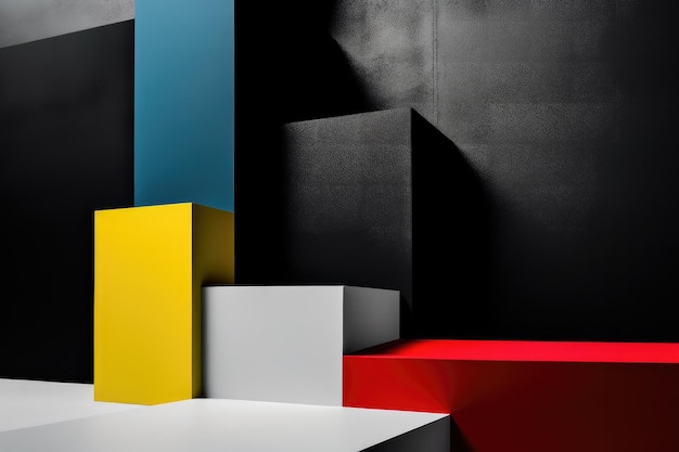 Bold color blocks and contrasts on minimalist black white background created with generative ai