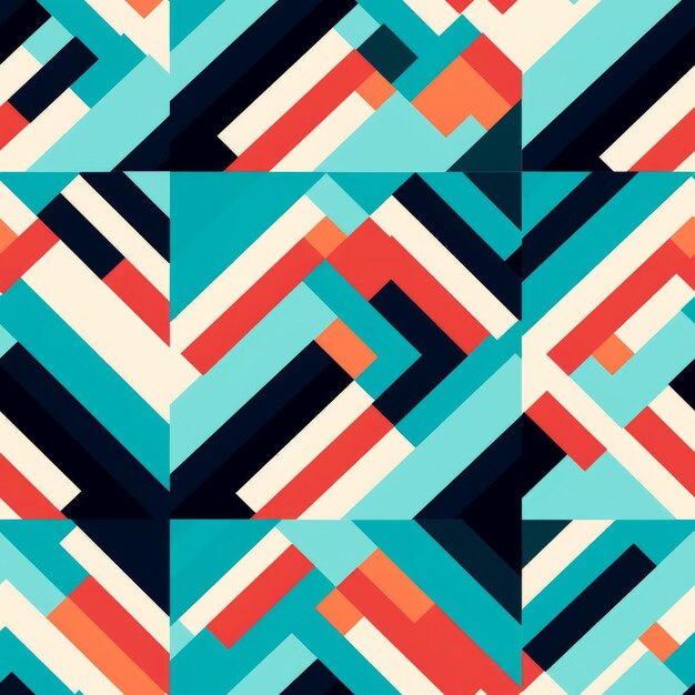 Photo bold and colorful geometric wall pattern in dark turquoise and orange