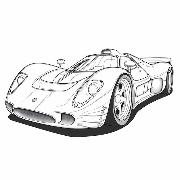 Bold and Colorful ThickLined Cartoon Race Car Coloring Sheets