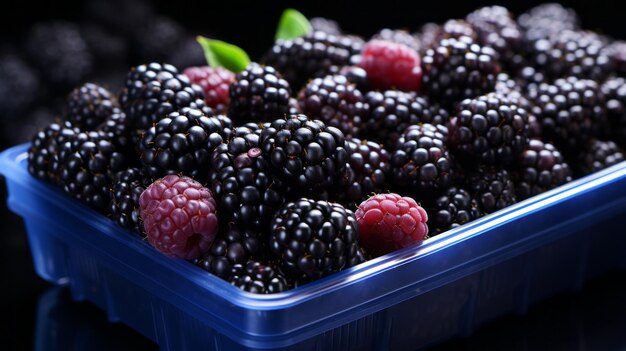 Foto fotografia di prodotti blackberry audaci e croccanti per la consegna di cibo