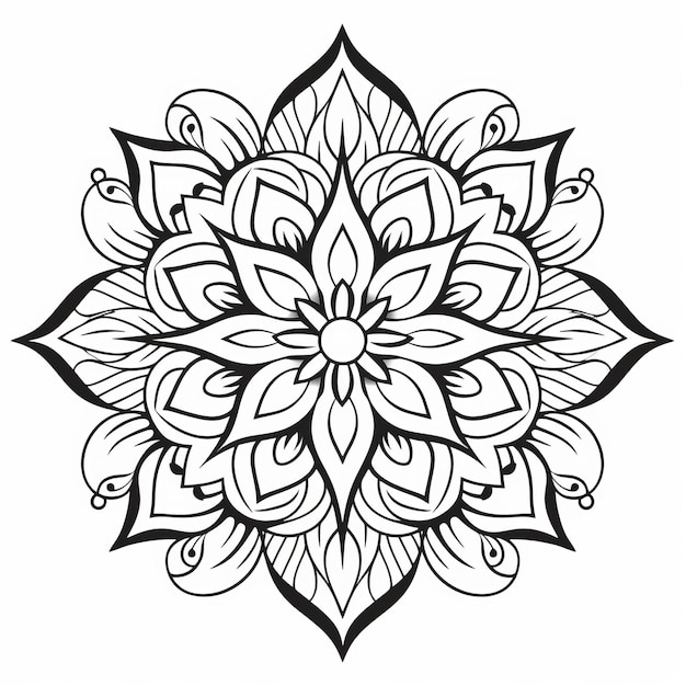 Photo bold and elegant mandala flower drawing with intricate embellishments