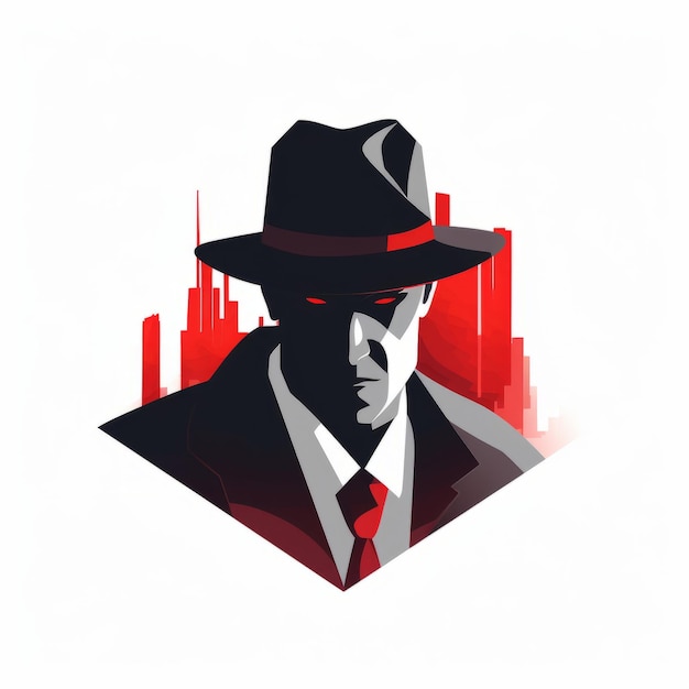 Photo bold and elegant noirthemed mafia game logo with flaticon style and dynamic red black and grey g