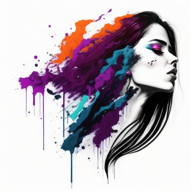 Bold Feminine Expression A Face Adorned with Artful Splatters