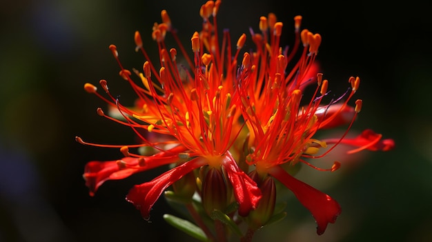 Bold fiery hues of a firecracker flower closeup AI generated