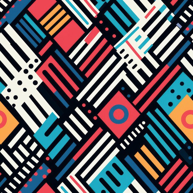 Photo bold geometric pattern colorful squares and lines for surface printing